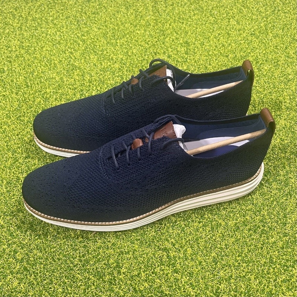 Cole Haan Original Grand Knit Wing Tip II Size 11 Shoes Navy Ivory C27960